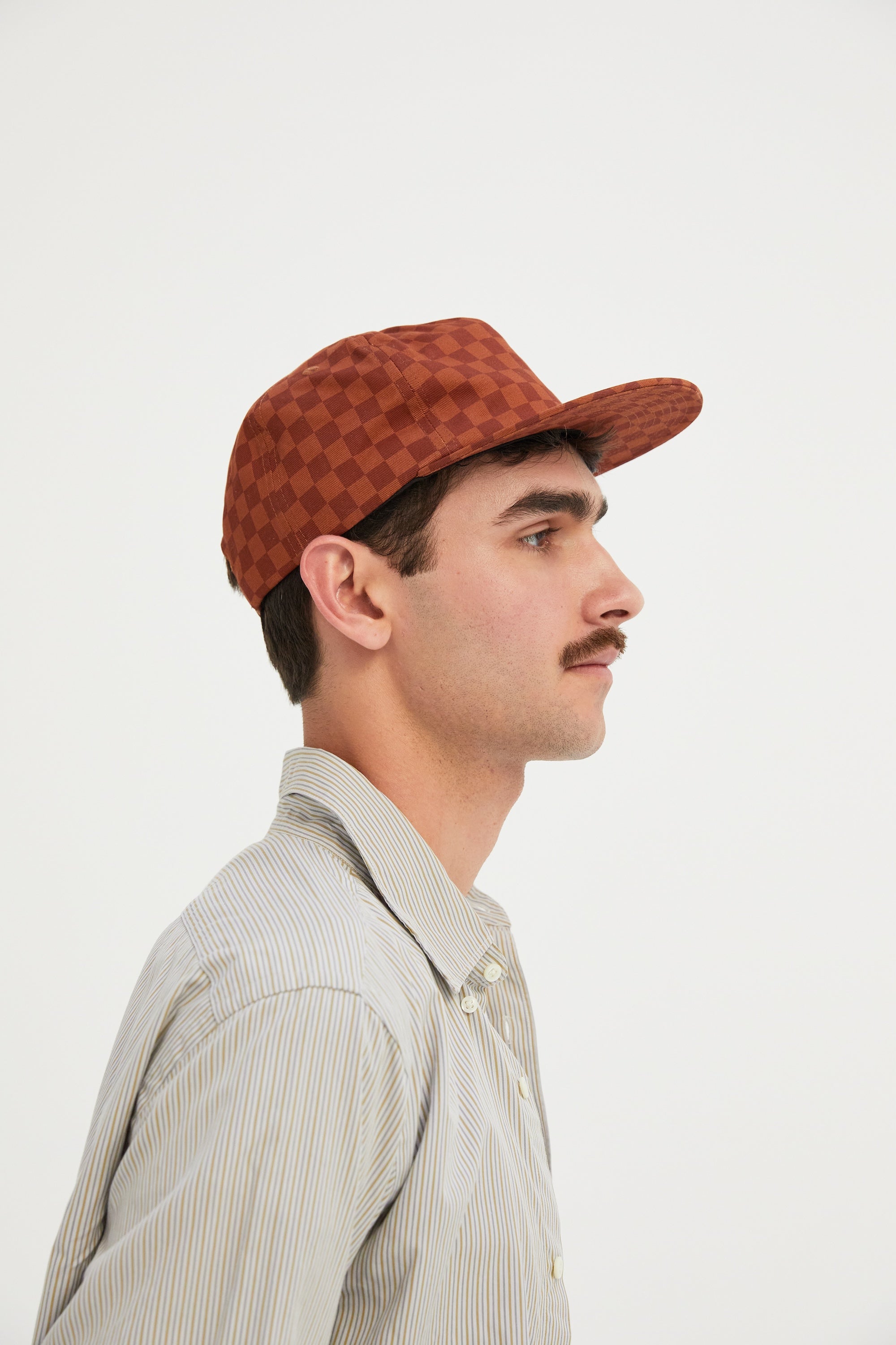 Tonal Checkerboard Cotton Twill Snapback Hat with Adjustable Clasp
