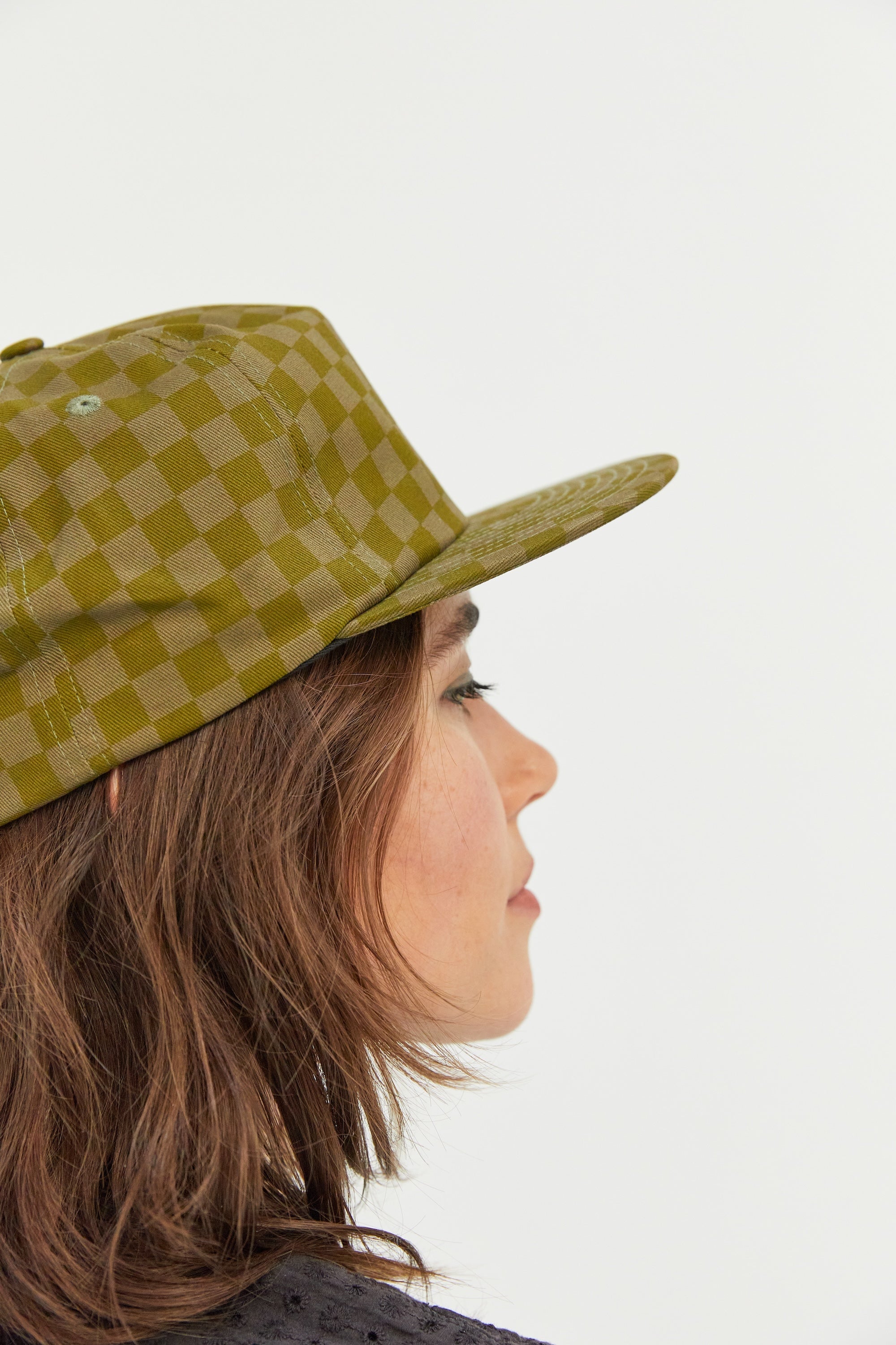 Tonal Checkerboard Cotton Twill Snapback Hat with Adjustable Clasp
