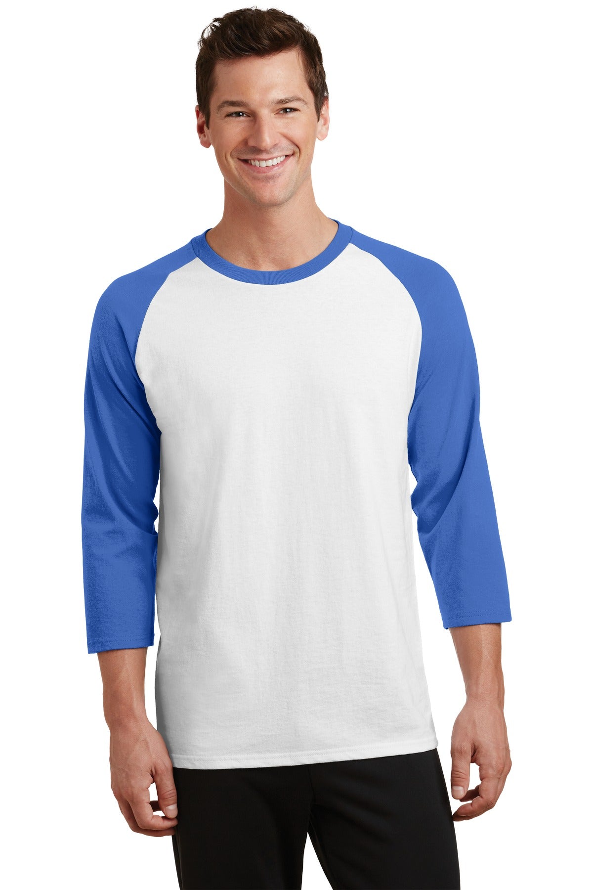 https://images.shirtspace.com/fullsize/gKvw6Q9KdoDigV%2BqwJvAHA%3D%3D/80762/10493-port-company-pc55rs-core-blend-3-4-sleeve-raglan-tee-front-white-royal.jpg