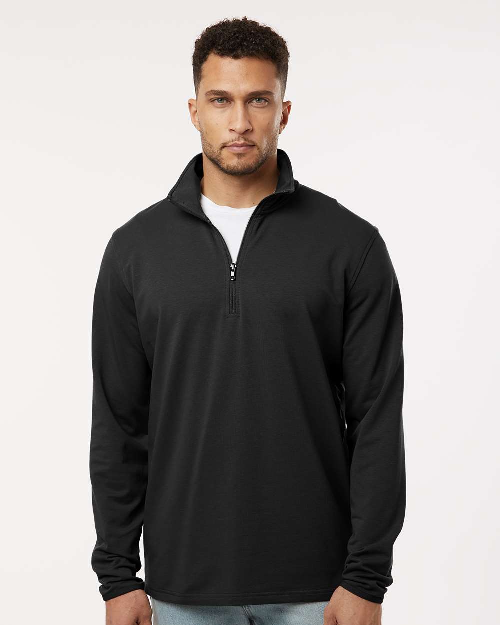Men's Performance Quarter-Zip Pullover French Terry Stretch Cadet Collar
