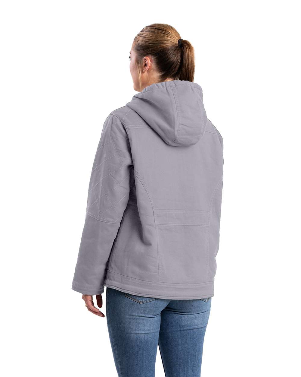 Women's Sherpa-Lined Cotton-Lycra Twill Hooded Work Jacket with Insulation
