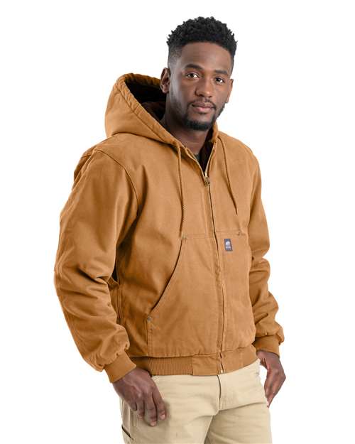 Berne Men's Heartland Washed Cotton Duck Hooded Insulated Jacket