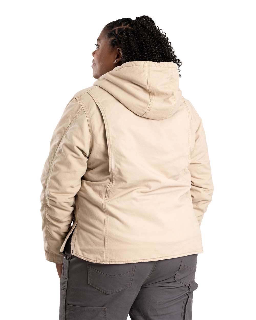 Women's Heavyweight Sherpa-Lined Cotton Duck Hooded Work Coat