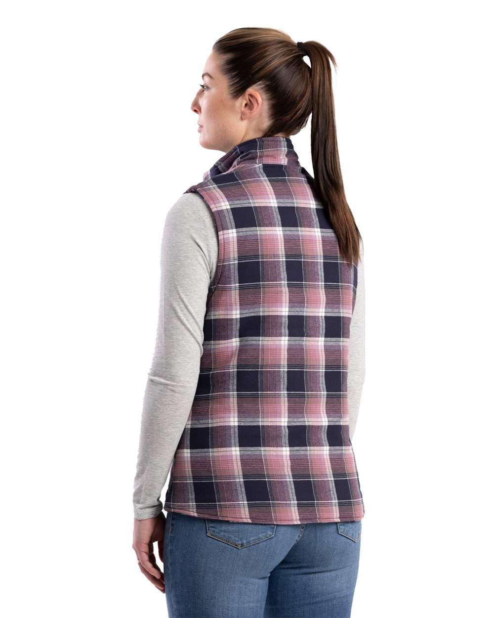 Women's Insulated Flannel Vest with Fleece Lining and Pockets