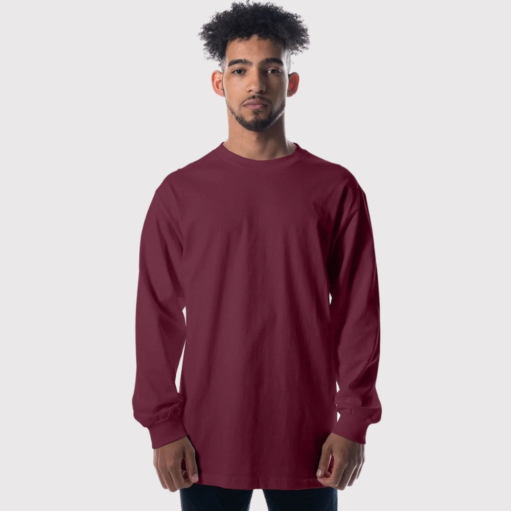 Men's Heavyweight Open-End Cotton Long Sleeve Tee | Durable Classic Fit Shirt