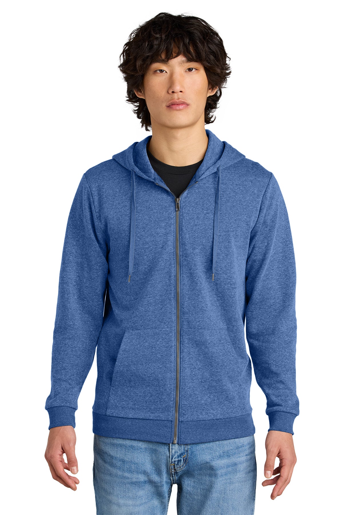 District Perfect Tri Fleece Full-Zip Hoodie Soft Tri-Blend Comfort