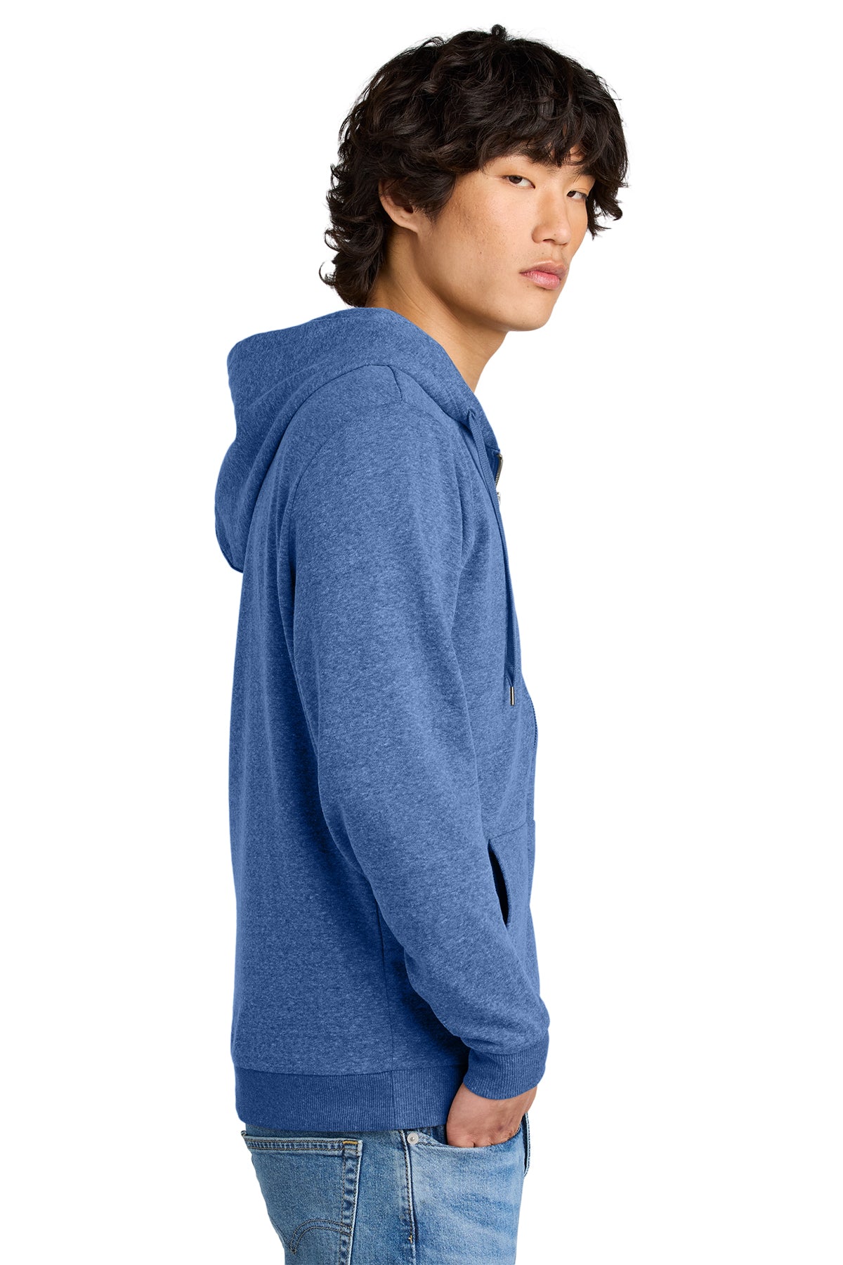 District Perfect Tri Fleece Full-Zip Hoodie Soft Tri-Blend Comfort