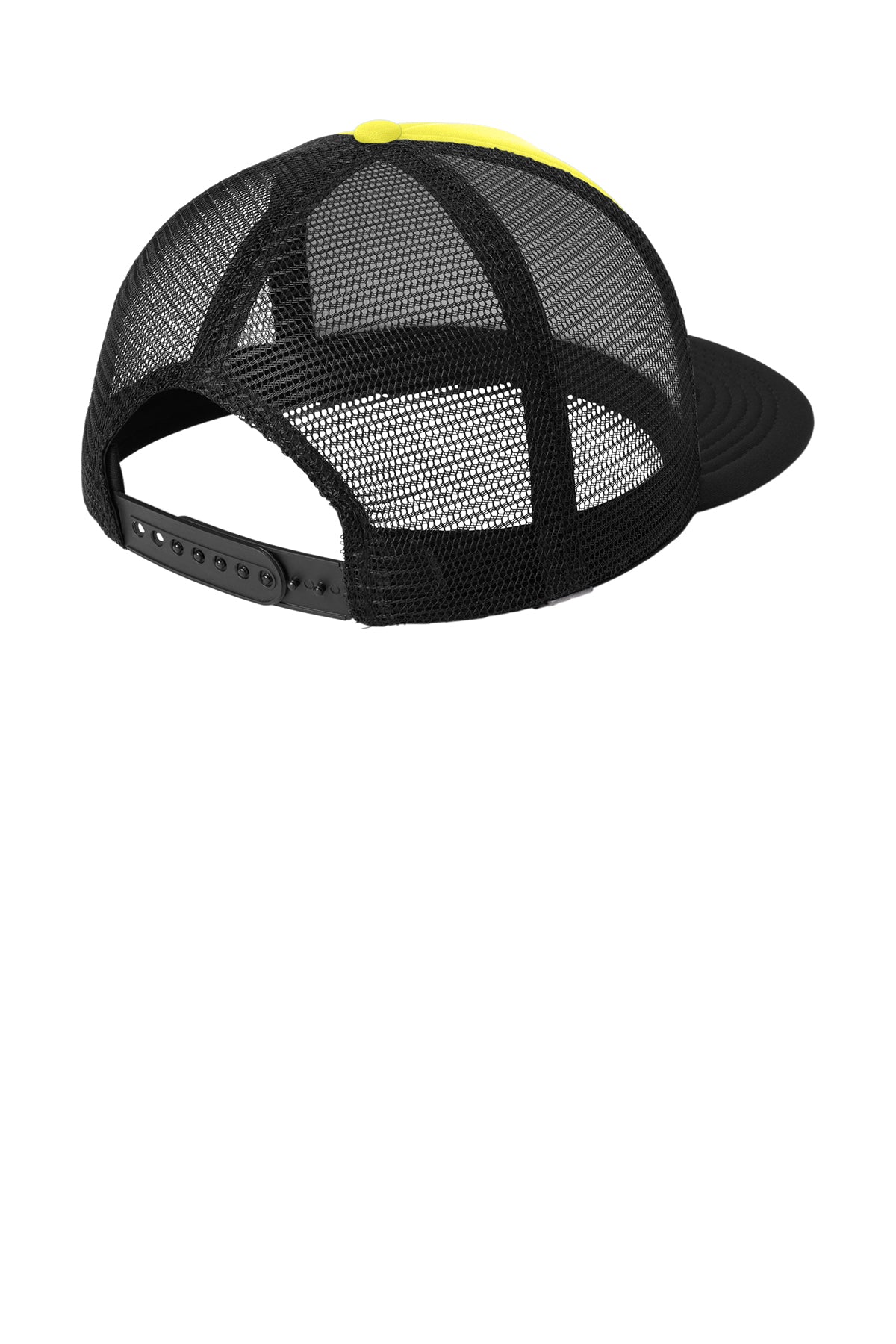 District Flat Bill Snapback Trucker Cap Neon Yellow High-Profile