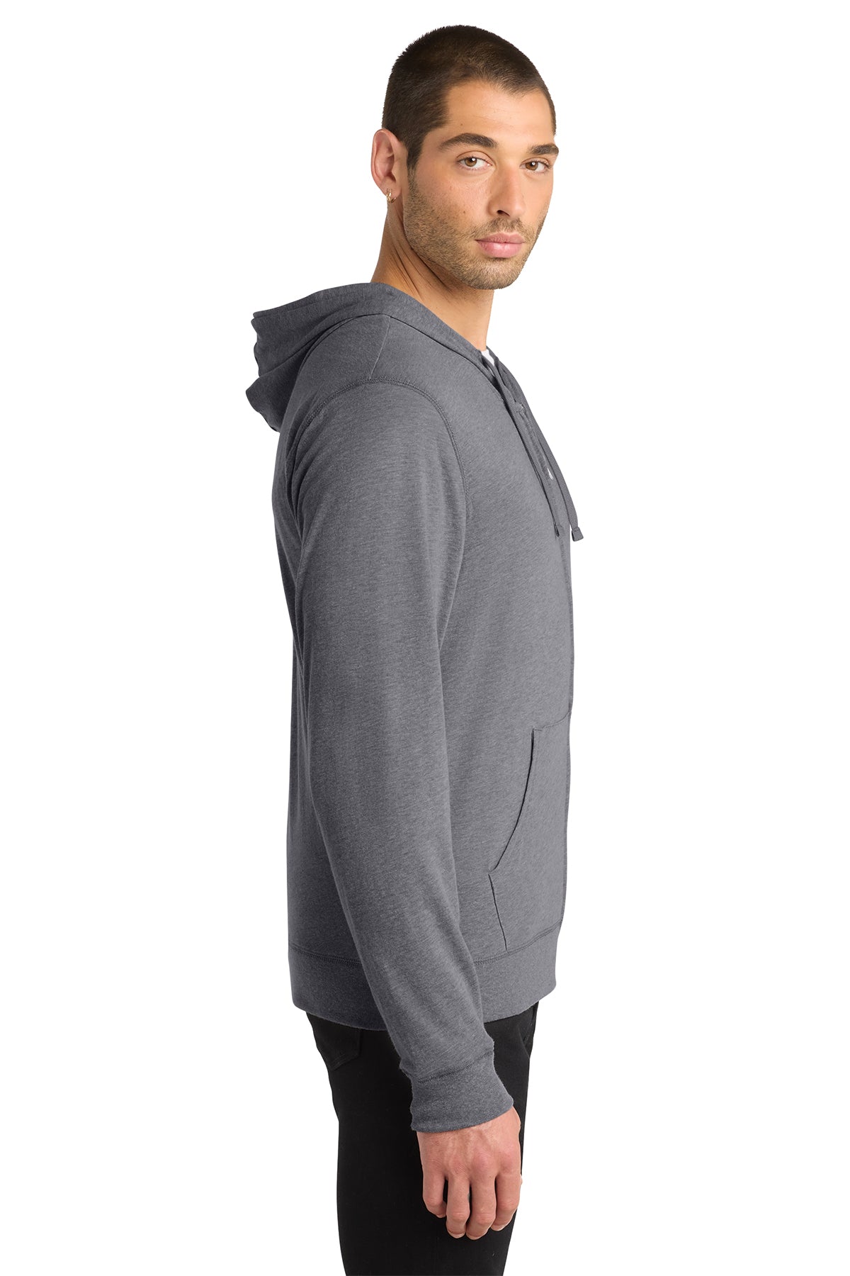 District Jersey Full-Zip Hoodie Lightweight 60/40 Cotton-Poly Layerable Classic Fit