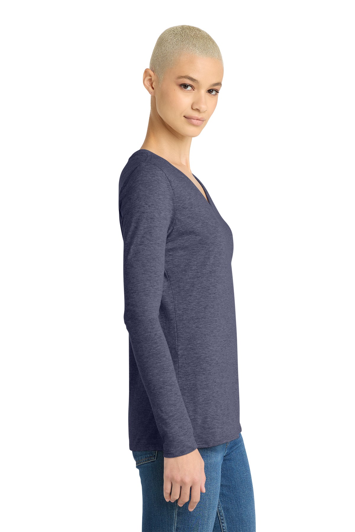 District Women's Very Important Long Sleeve V-Neck Cotton Tee