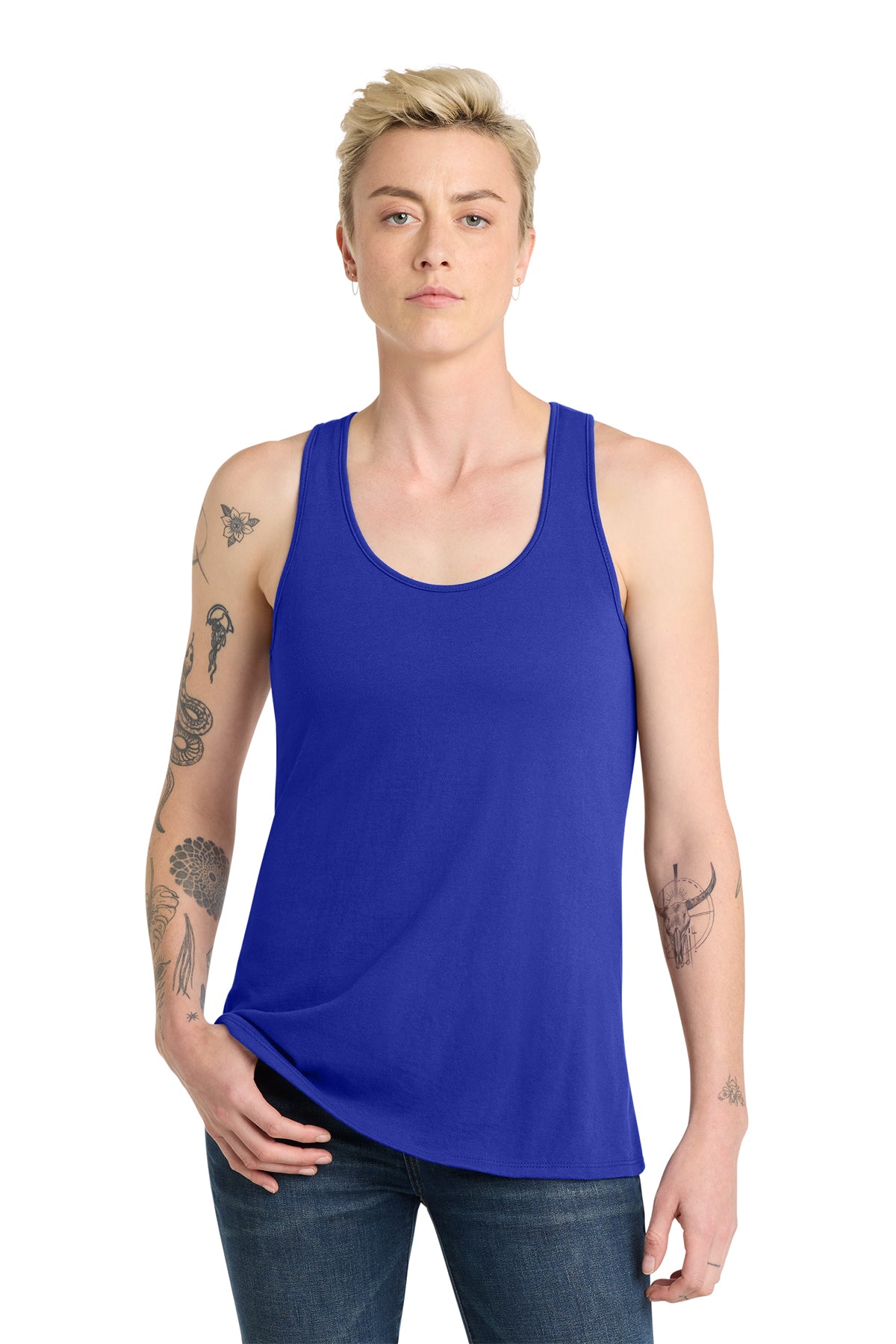 Women's V.I.T. Racerback Tank Combed Cotton Lightweight Curved Hem