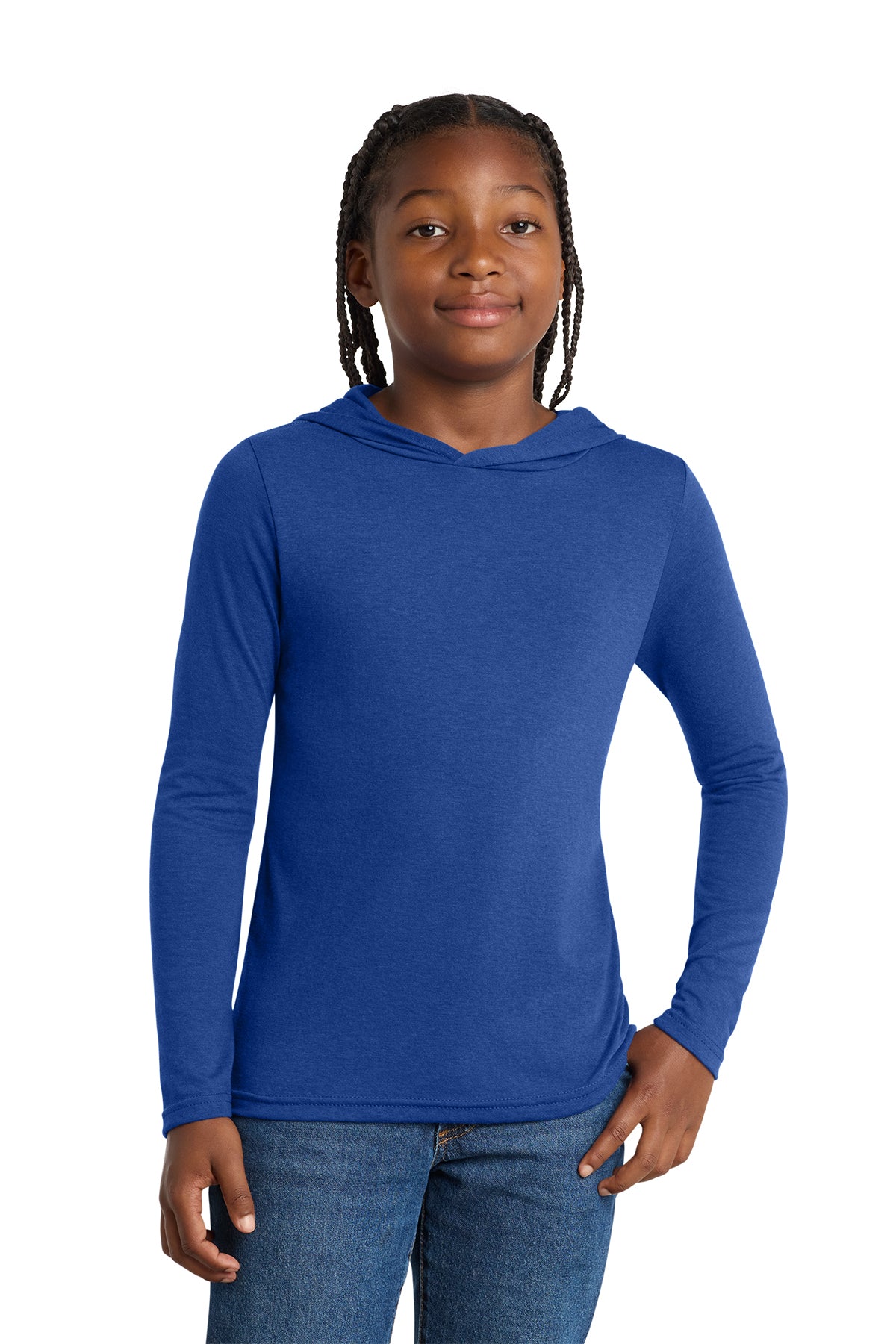 Youth Tri-Blend Long Sleeve Hoodie Lightweight Breathable Tear-Away Label