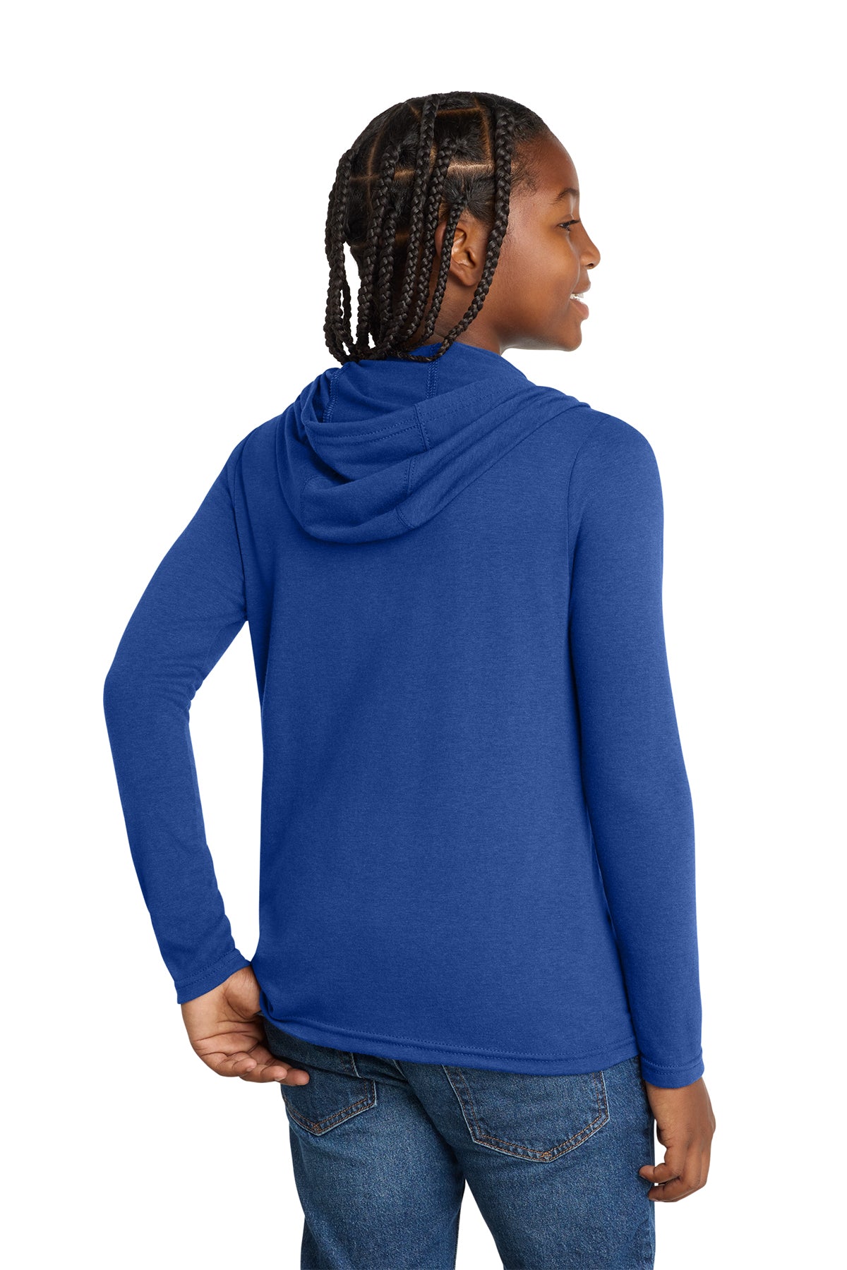 Youth Tri-Blend Long Sleeve Hoodie Lightweight Breathable Tear-Away Label