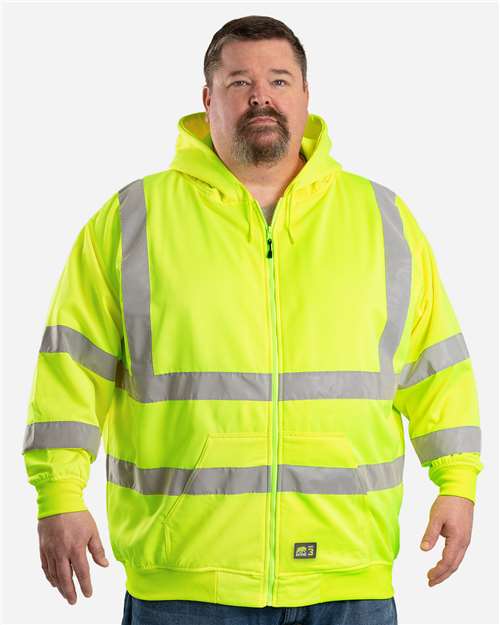 Berne Hi-Vis Class 3 Tall Lined Full-Zip Hooded Sweatshirt