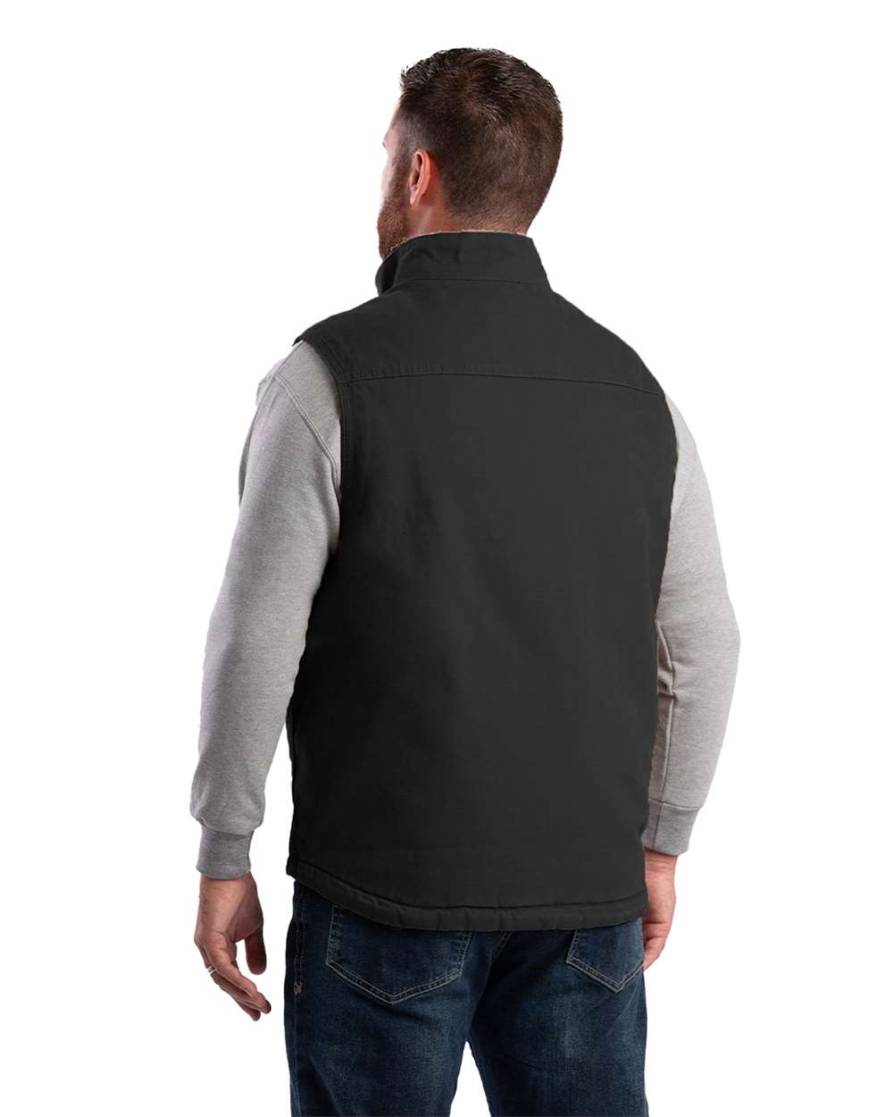 Berne Men's Heartland Sherpa-Lined Washed Duck Work Vest