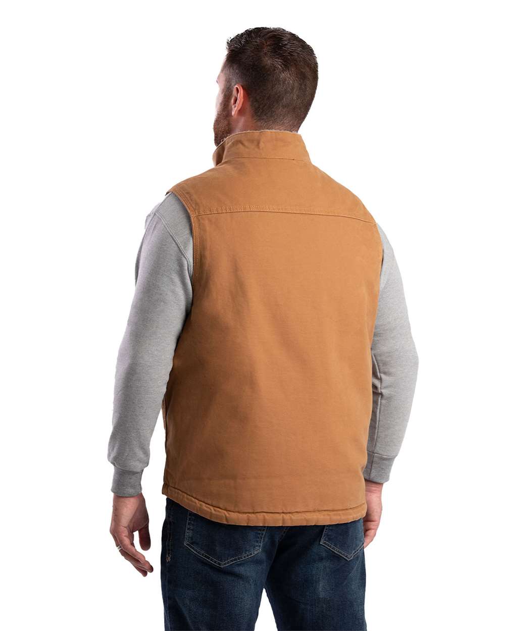 Berne Men's Heartland Sherpa-Lined Washed Duck Work Vest