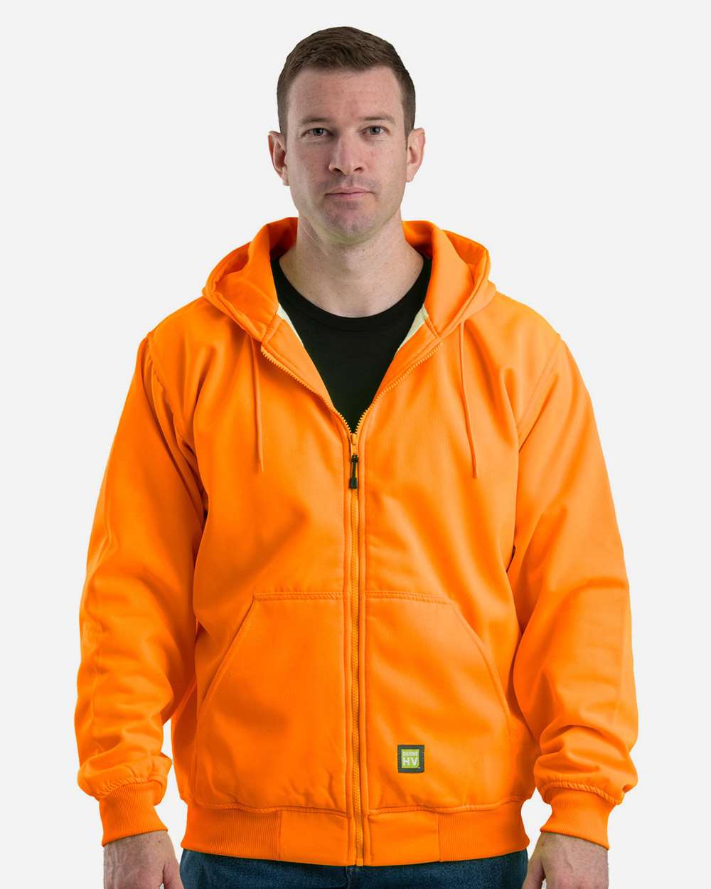Berne Men's Heritage Thermal-Lined Full-Zip Hooded Sweatshirt High-Visibility