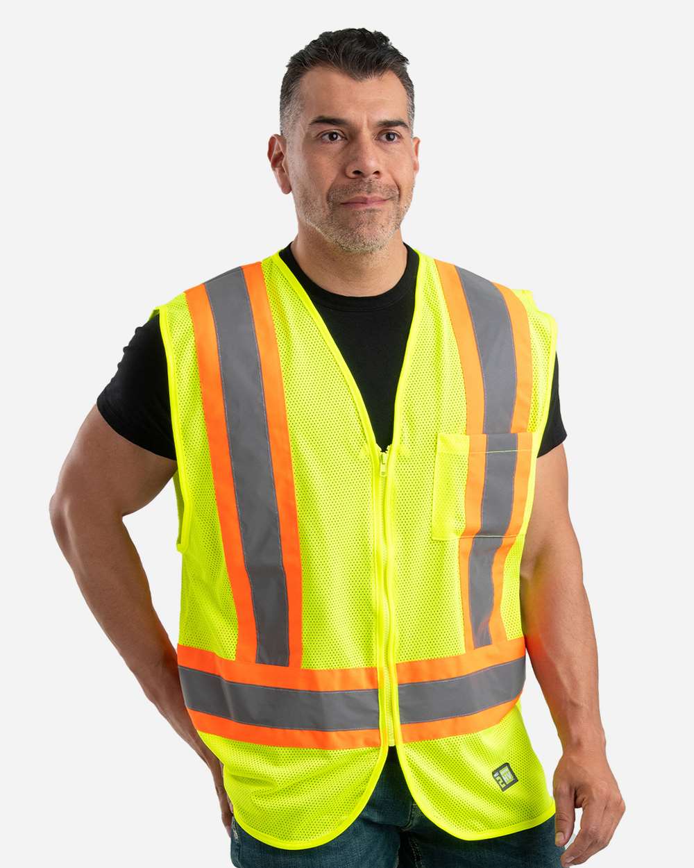 Berne Men's Hi-Vis Class 2 Reflective Mesh Safety Vest