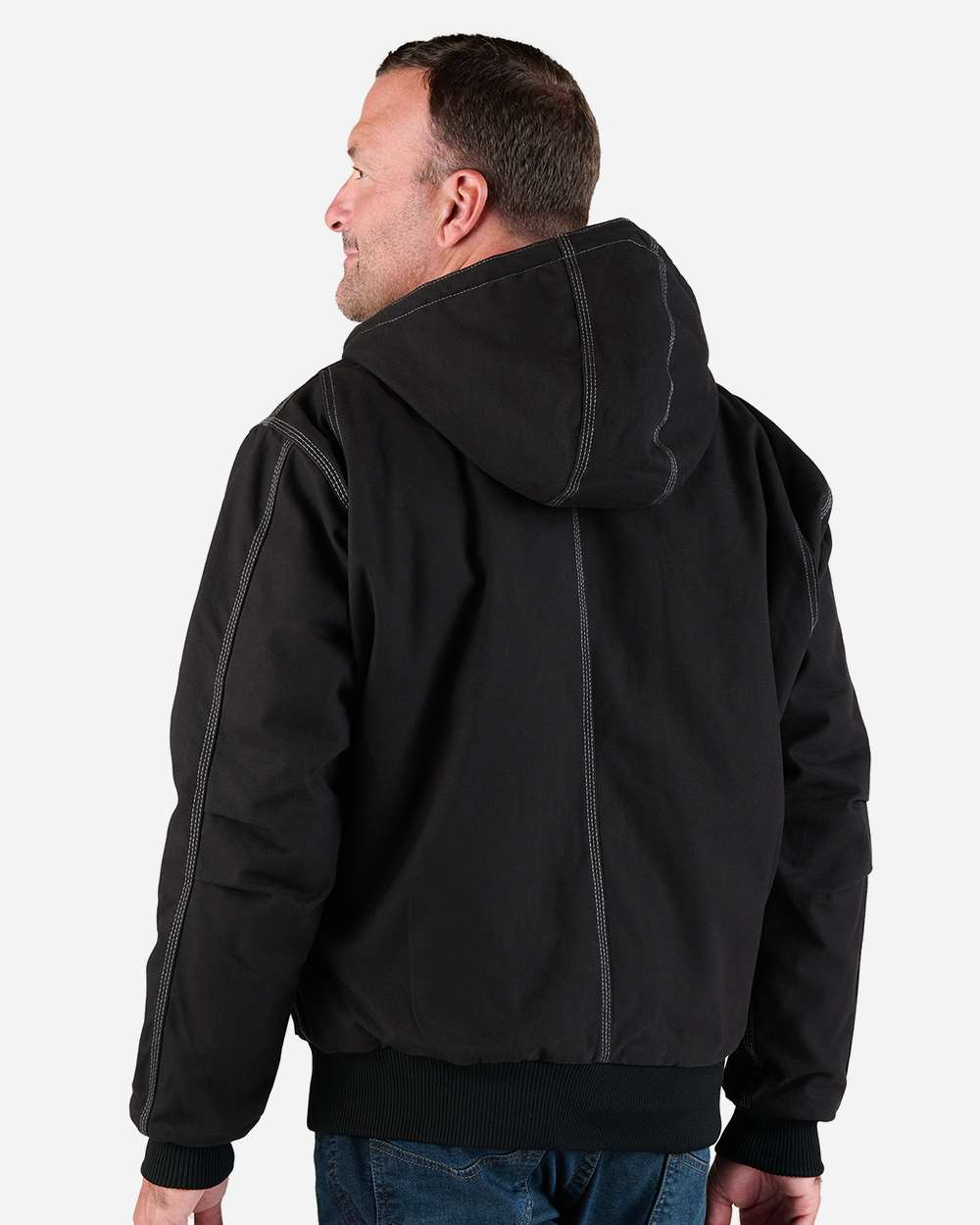 Men's Heavy-Duty Water-Repellent Cotton Duck Hooded Jacket with Pockets