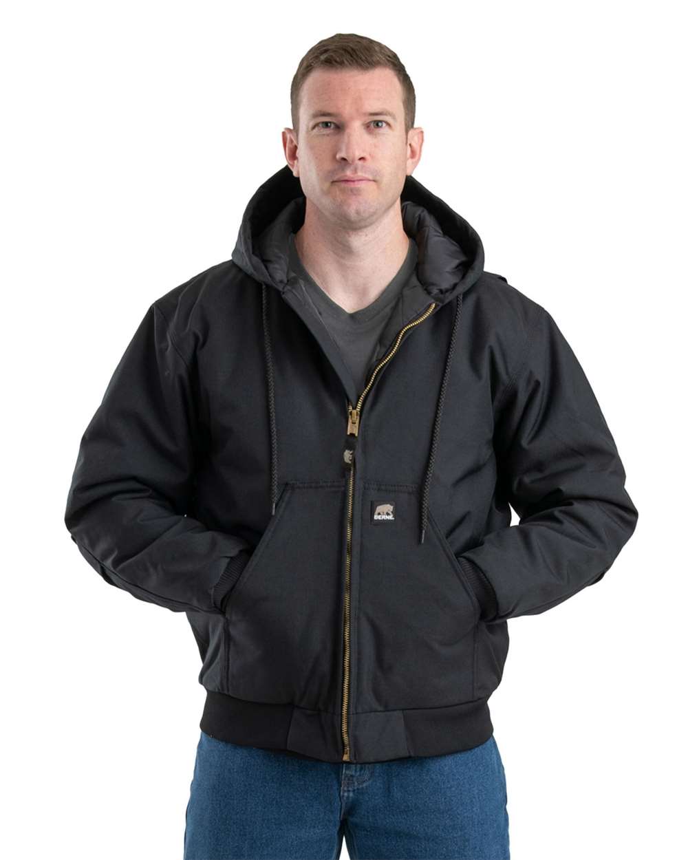 Berne Men's Icecap Insulated Waterproof Hooded 1000-Denier Nylon Workwear Jacket
