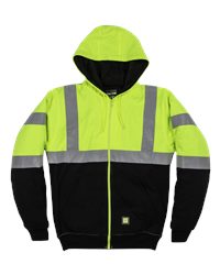Berne Hi-Vis Class 3 Tall Lined Full-Zip Hooded Sweatshirt