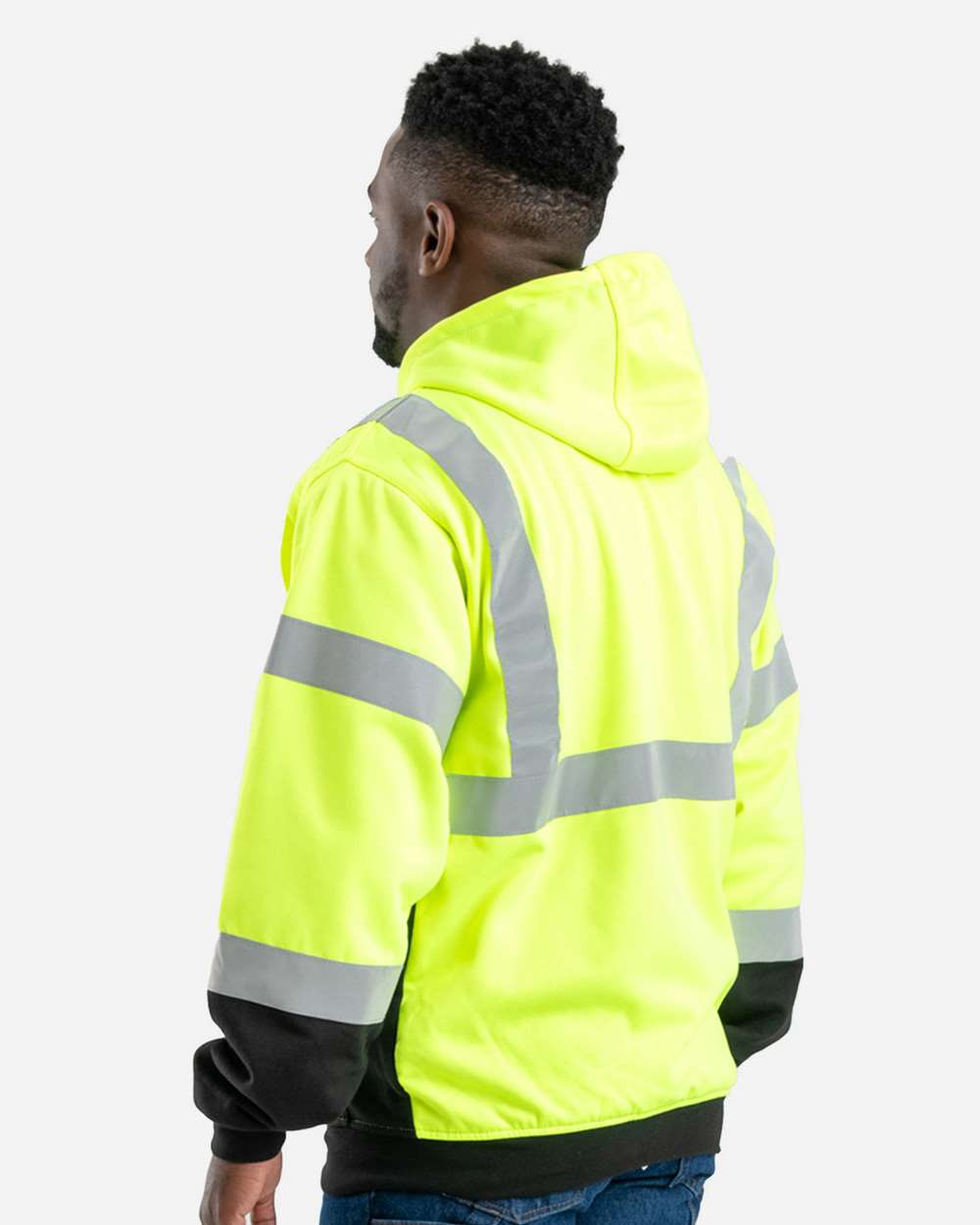 Berne Men's Hi-Vis Class 3 Color Block Full-Zip Hooded Sweatshirt