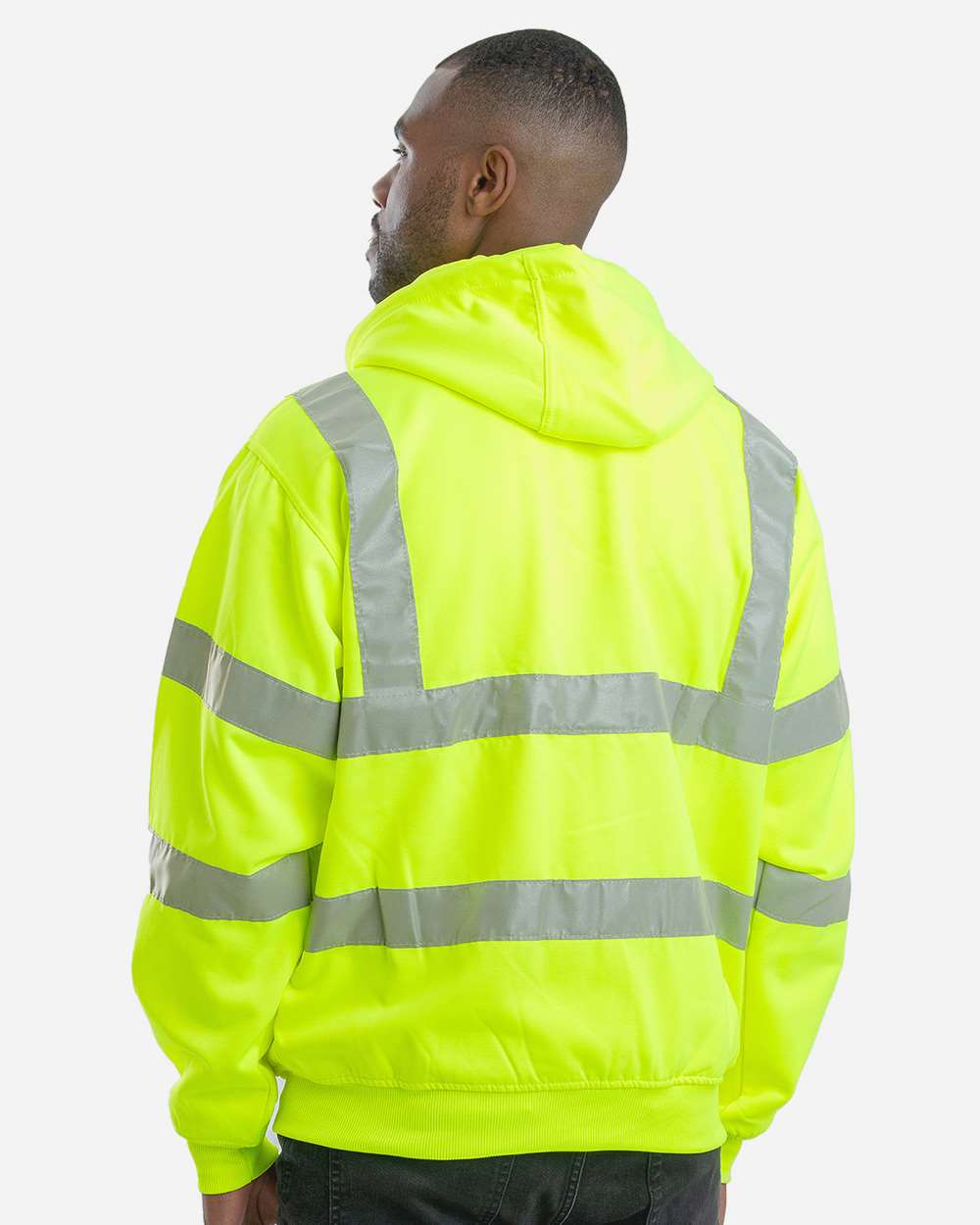 Men's Hi-Vis Class 3 Lined Hooded Sweatshirt with Reflective Tape