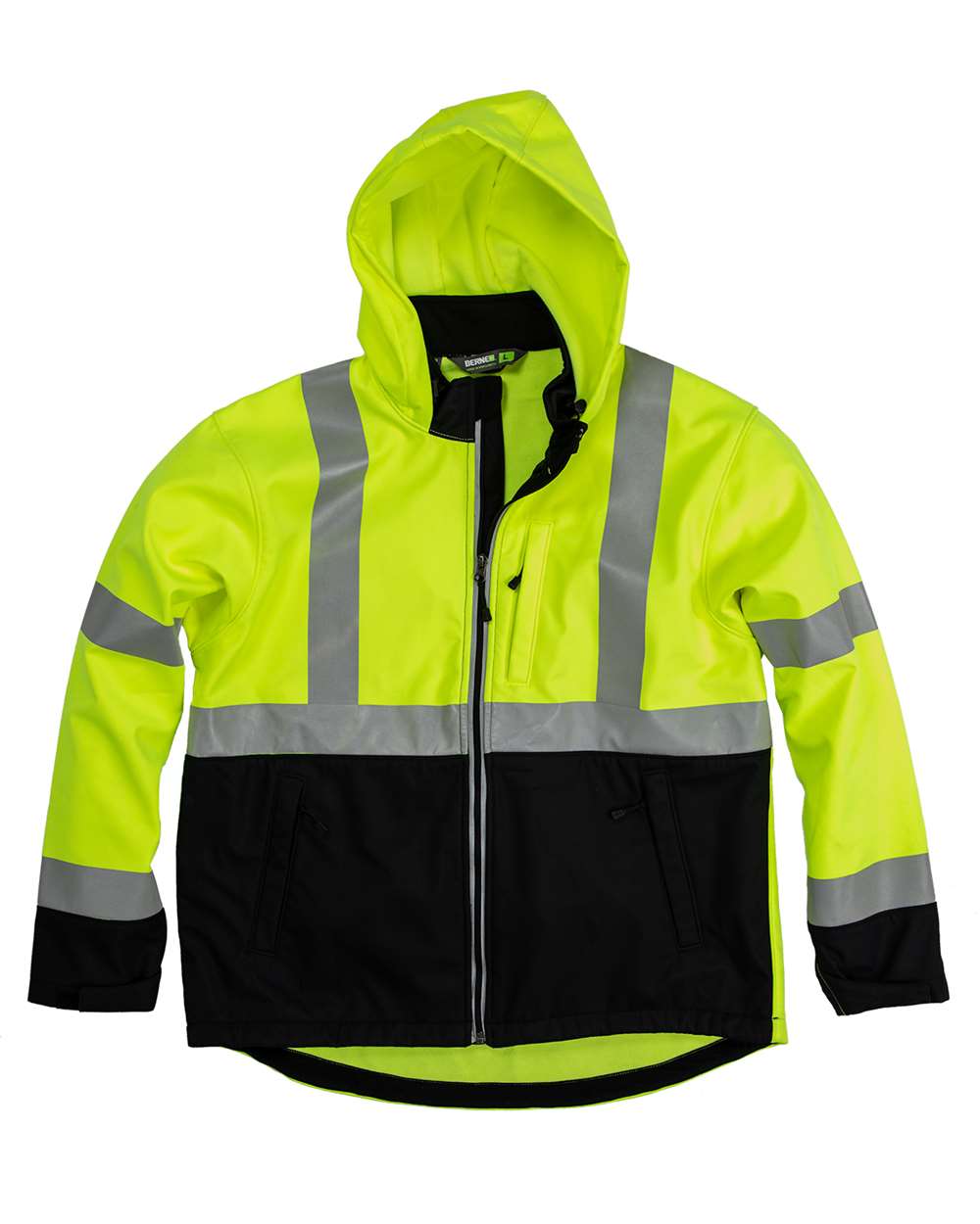Men's Hi-Vis Class 3 Hooded Soft Shell Water-Resistant Safety Jacket