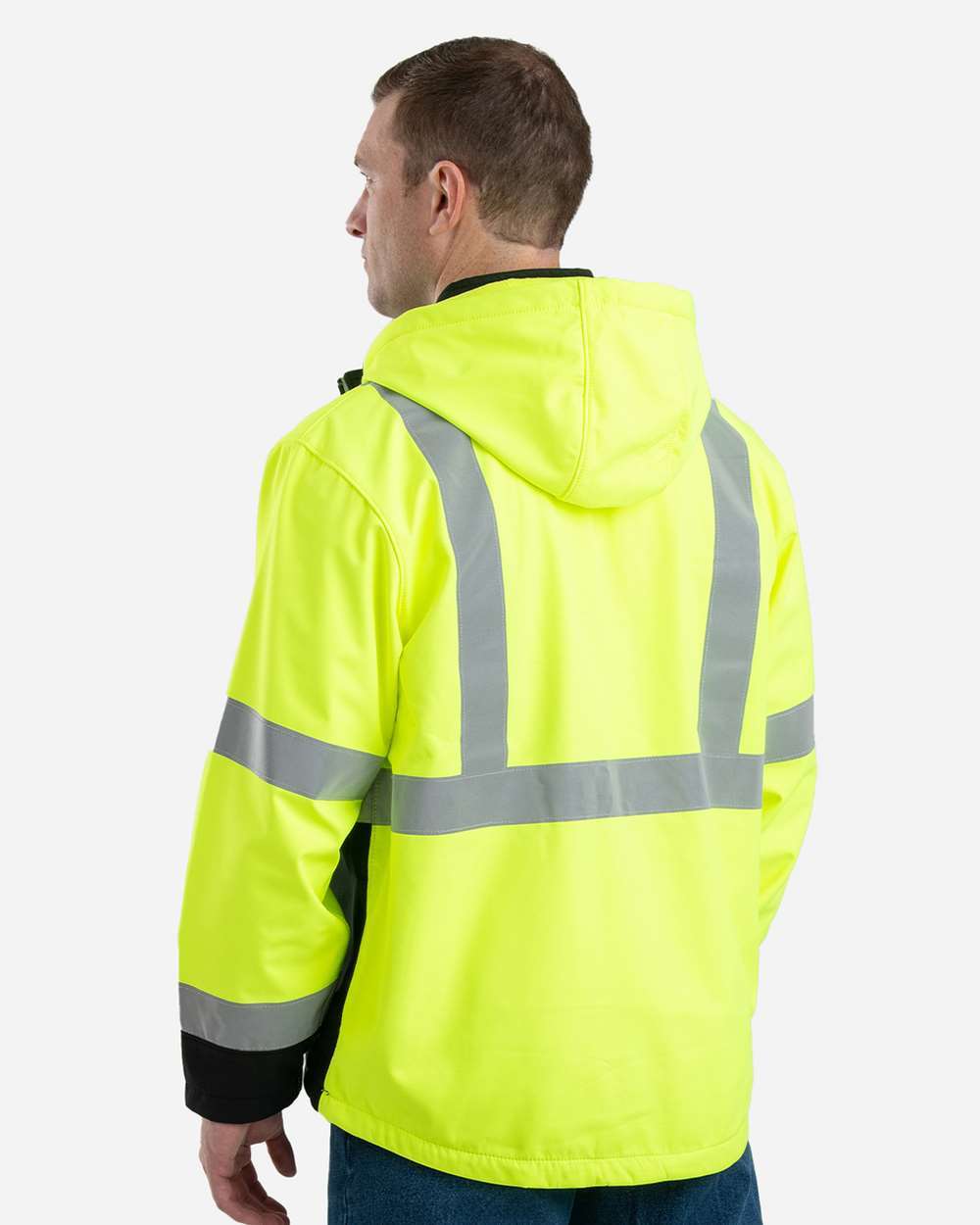 Men's Tall Hi-Vis Class 3 Hooded Soft Shell Safety Jacket