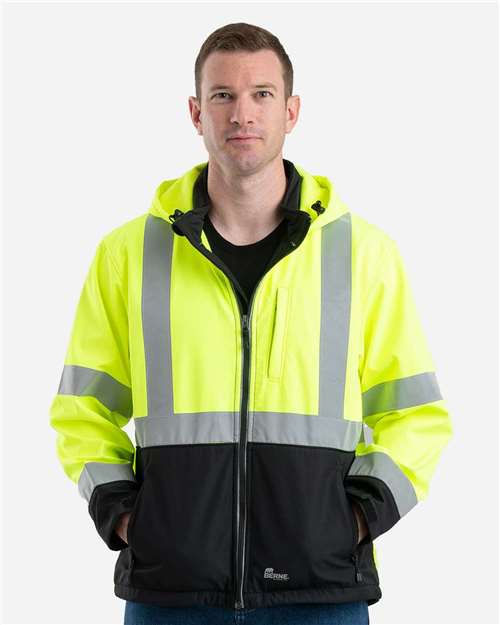 Men's Tall Hi-Vis Class 3 Hooded Soft Shell Safety Jacket