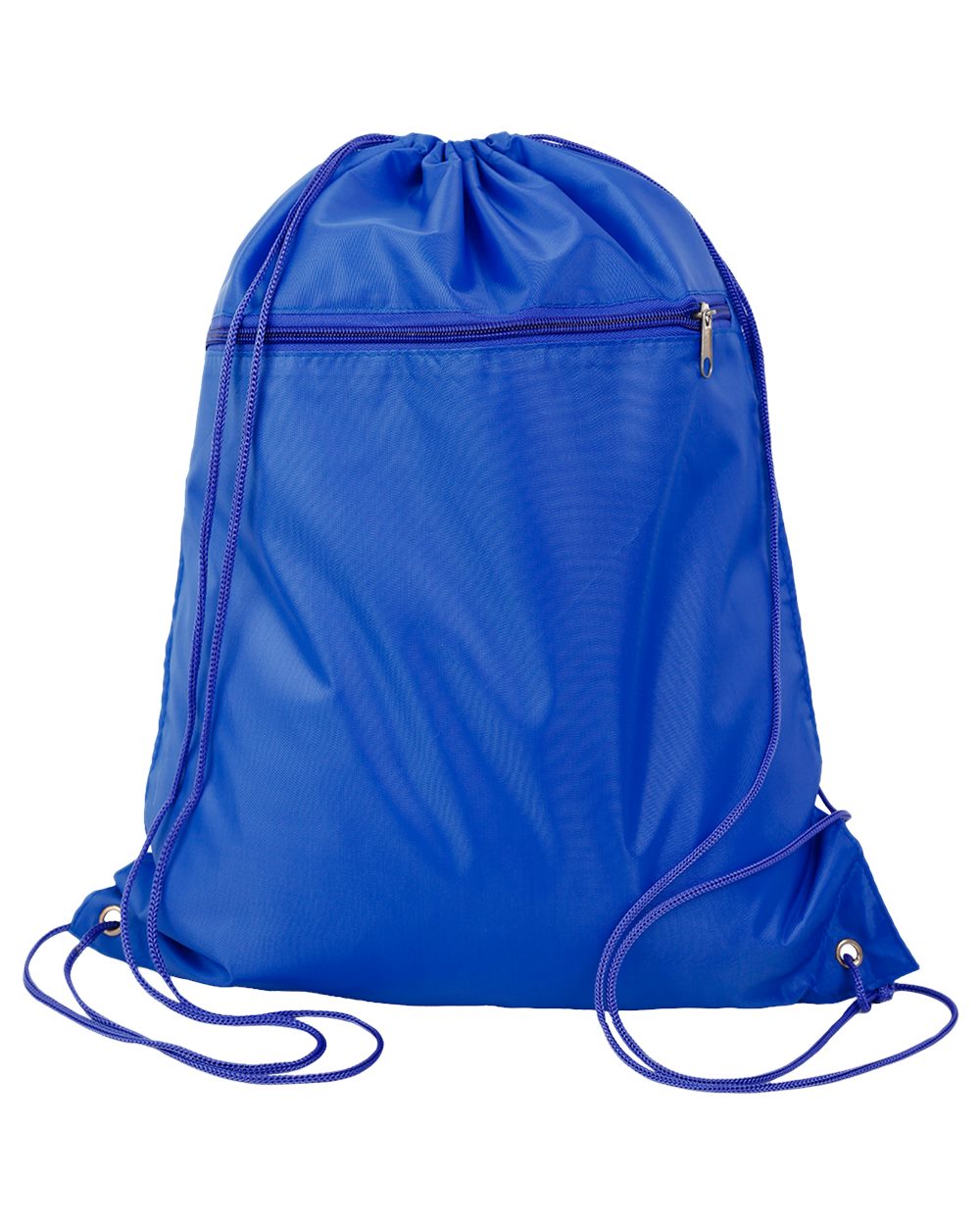 210D Polyester Cinchpack Drawstring Backpack with Zippered Front Pocket