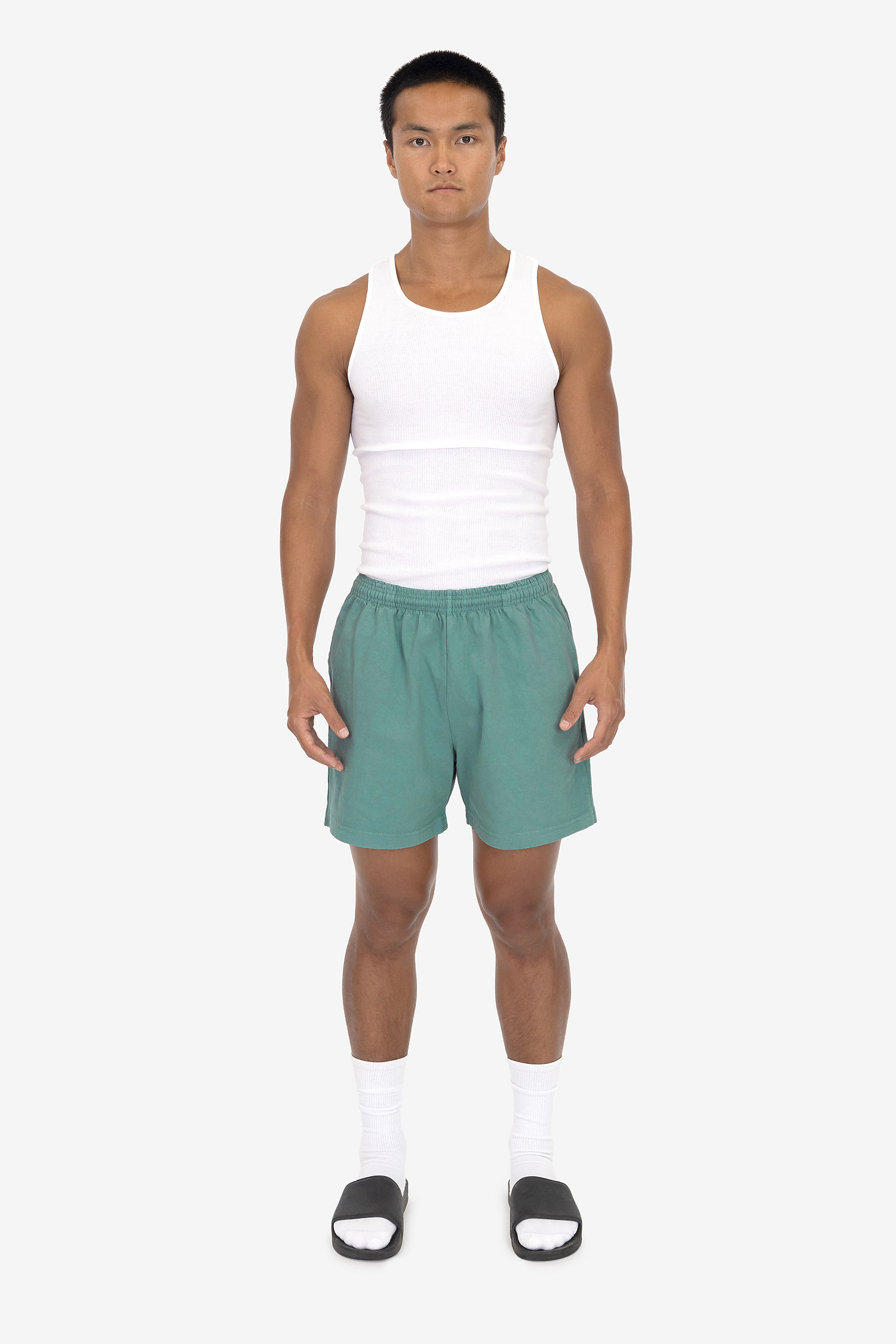 Unisex Heavyweight Jersey Cotton Gym Shorts with Elastic Waistband and Pockets
