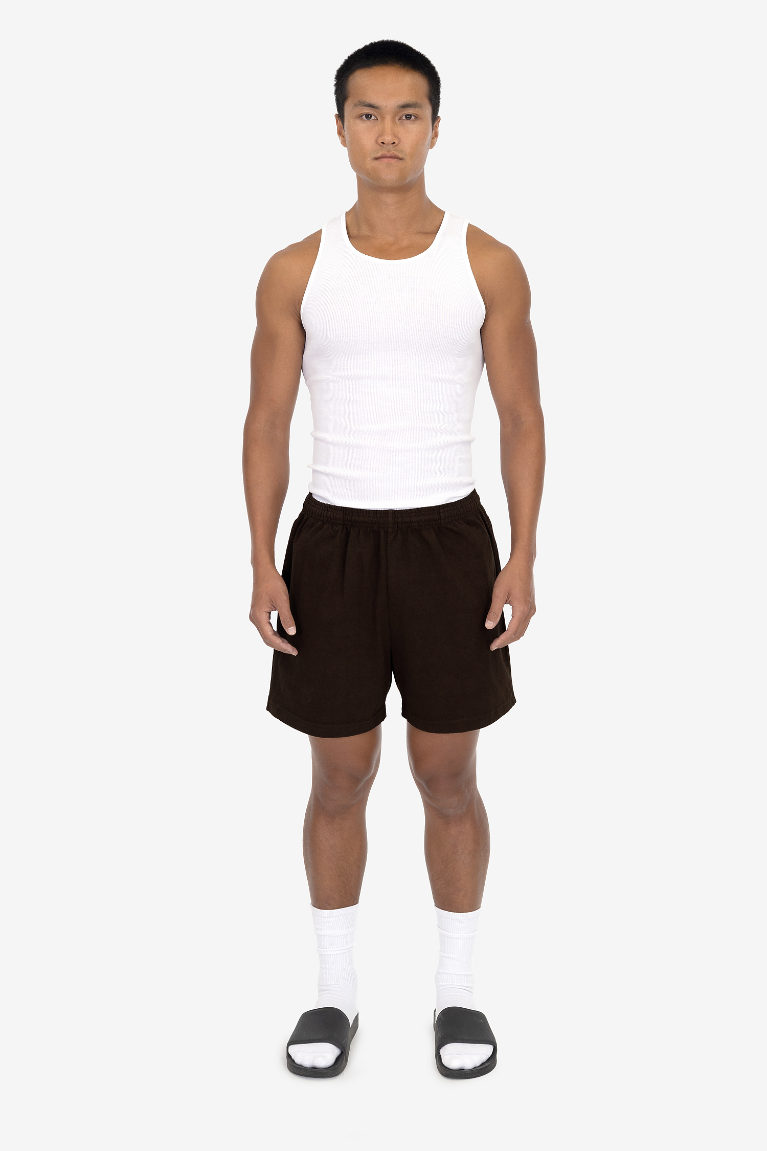 Unisex Heavyweight Jersey Cotton Gym Shorts with Elastic Waistband and Pockets