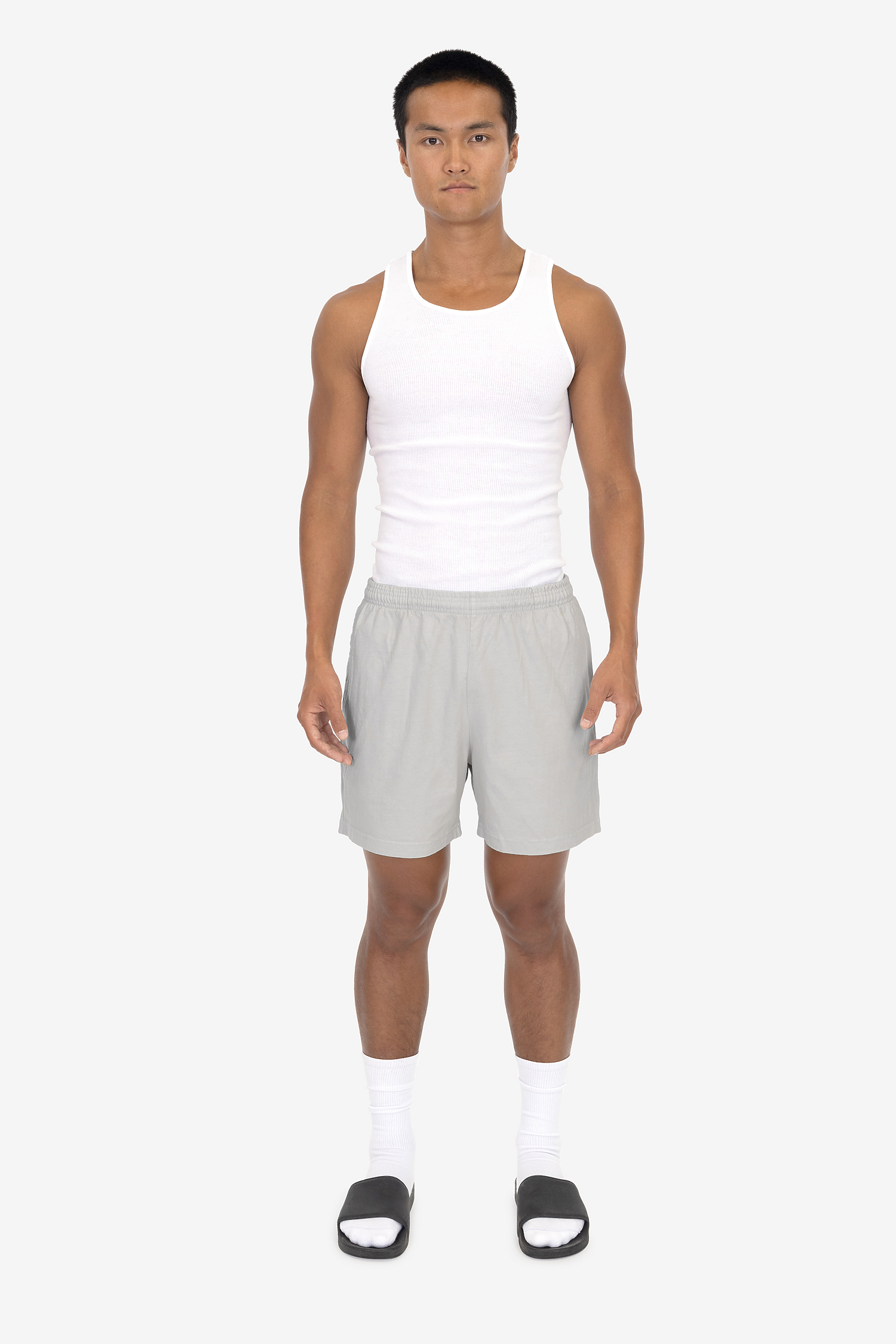 Unisex Heavyweight Jersey Cotton Gym Shorts with Elastic Waistband and Pockets