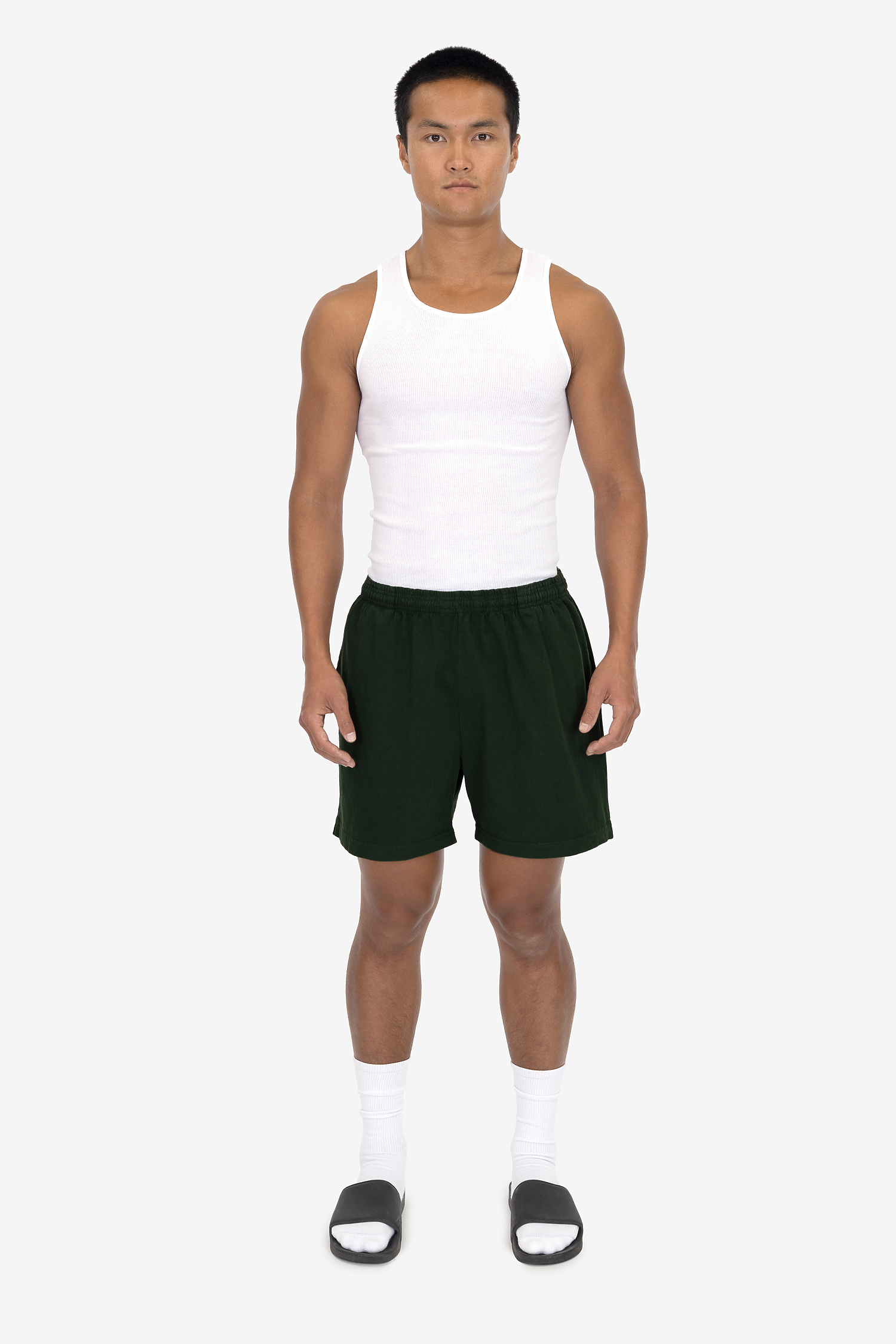 Unisex Heavyweight Jersey Cotton Gym Shorts with Elastic Waistband and Pockets