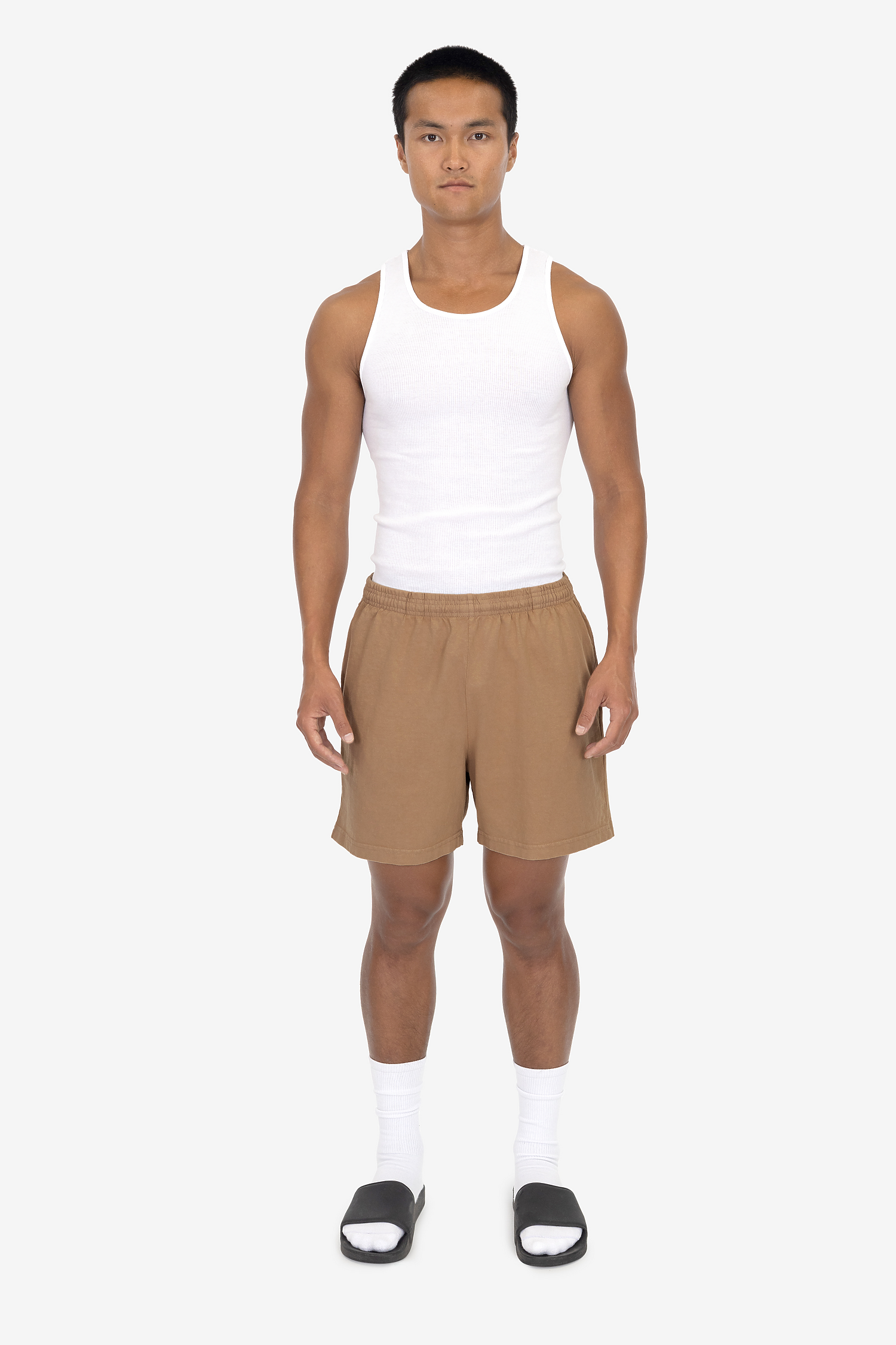 Unisex Heavyweight Jersey Cotton Gym Shorts with Elastic Waistband and Pockets