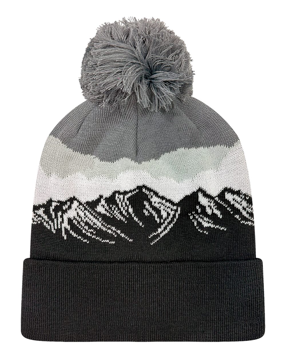 LOCALE Grand Recycled Beanie with Jacquard Knit Contrast Pom