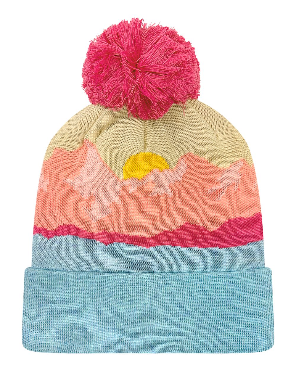 LOCALE Grand Recycled Beanie with Jacquard Knit Contrast Pom