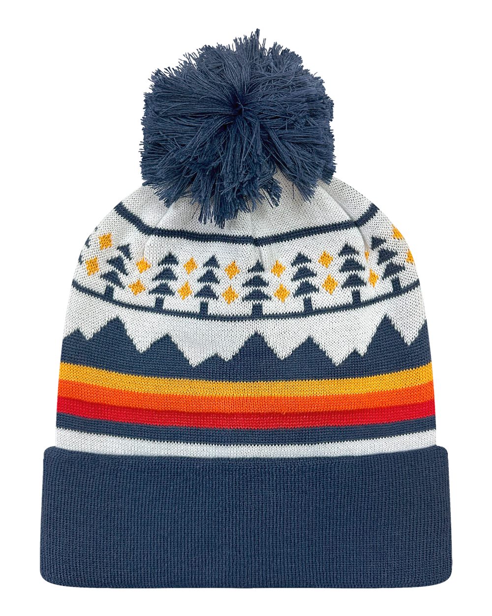 LOCALE Grand Recycled Beanie with Jacquard Knit Contrast Pom