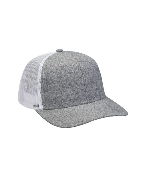 Heather Woven Mesh Trucker Cap with Structured Mid-Profile Crown