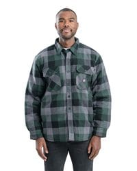 Berne Men's Timber Flannel Shirt Jacket Quilted Lined Button Front