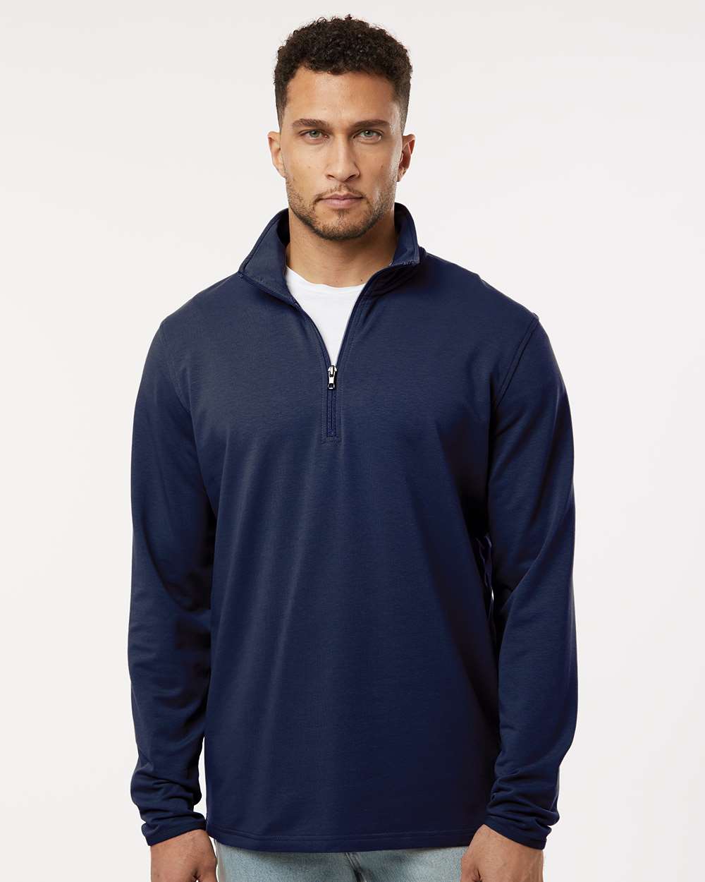 Men's Performance Quarter-Zip Pullover French Terry Stretch Cadet Collar