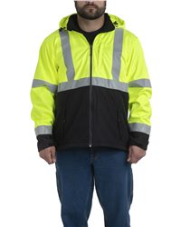 Men's Tall Hi-Vis Class 3 Hooded Soft Shell Safety Jacket