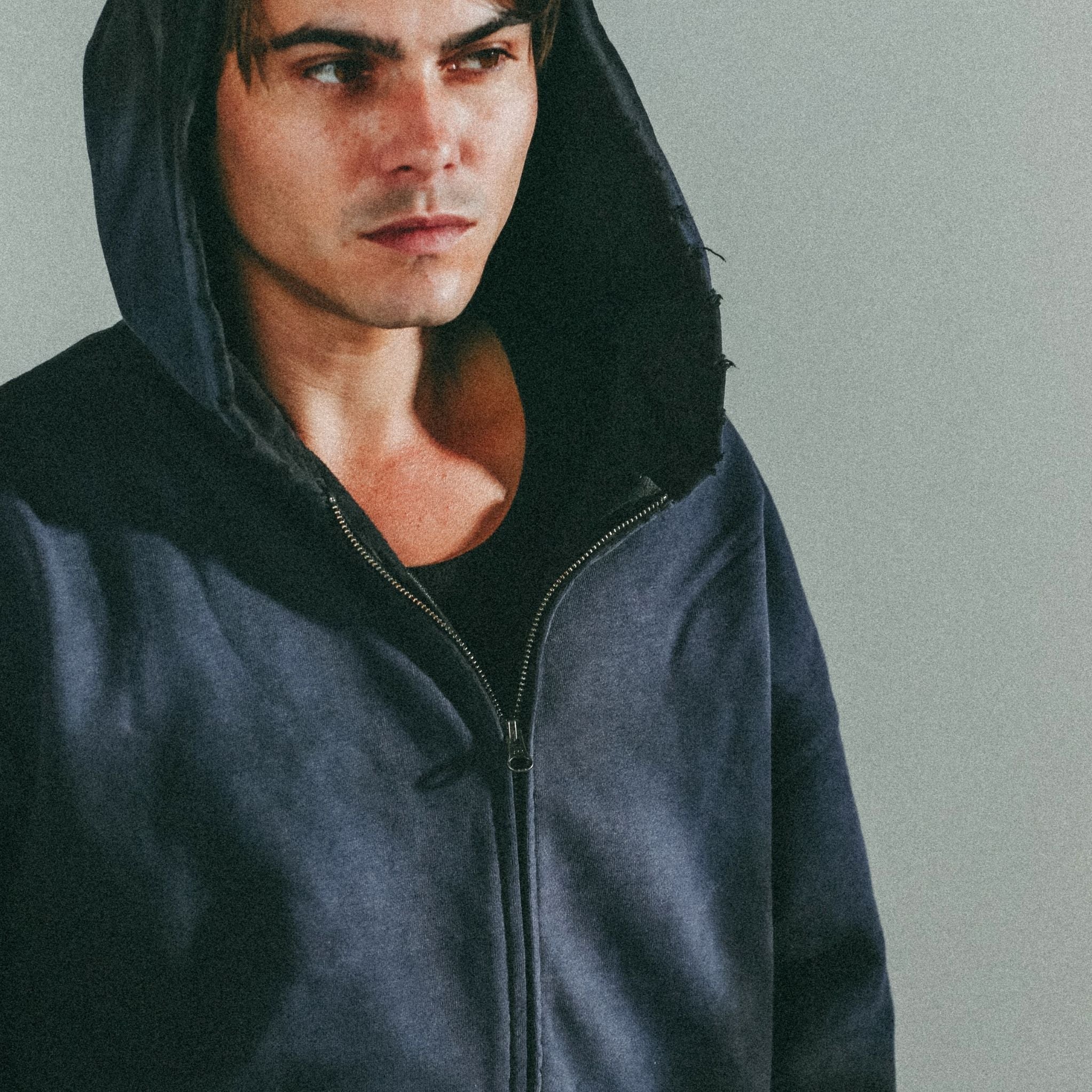 14oz Brushed Cotton Zip Hoodie Oversized Drop-Shoulder Vintage Design