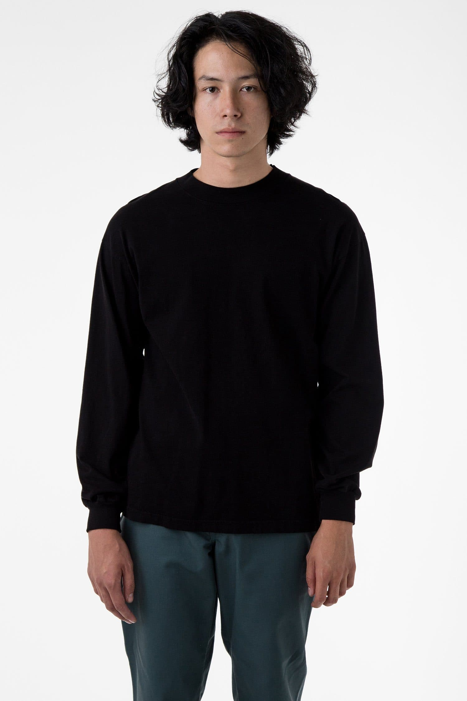 Premium Heavyweight Garment Dye Mockneck Long Sleeve T-Shirt Unisex Comfort