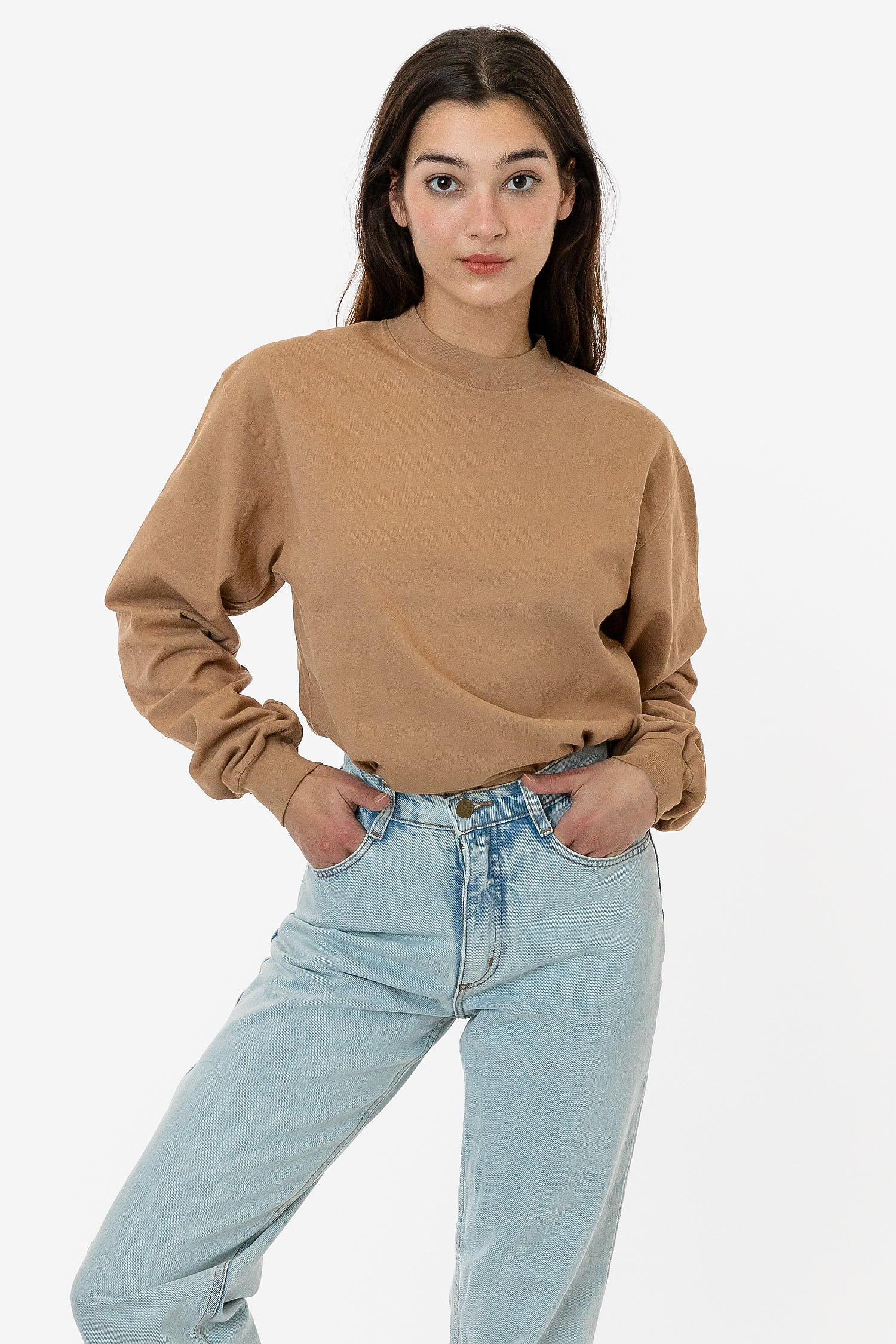 Premium Heavyweight Garment Dye Mockneck Long Sleeve T-Shirt Unisex Comfort