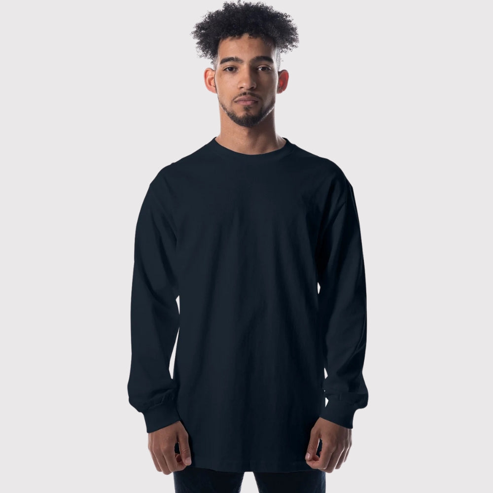 Men's Heavyweight Open-End Cotton Long Sleeve Tee | Durable Classic Fit Shirt