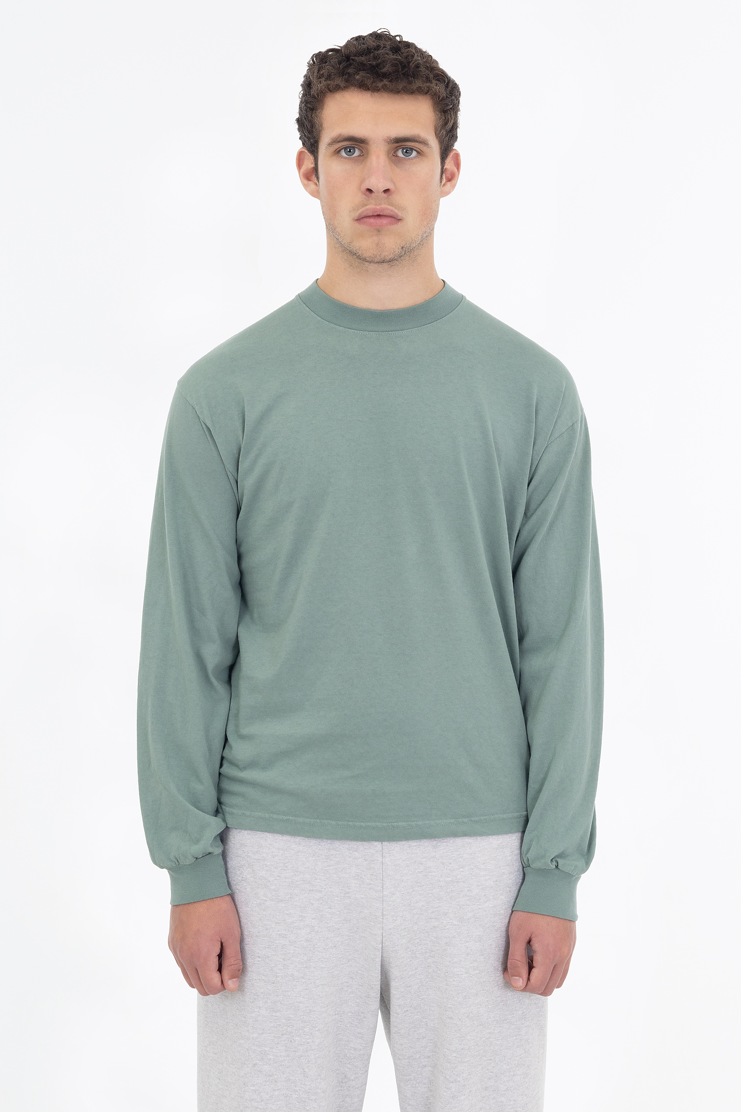 Heavyweight Garment Dye Long Sleeve Crewneck T-Shirt – 6.5oz Shrink Free Cotton