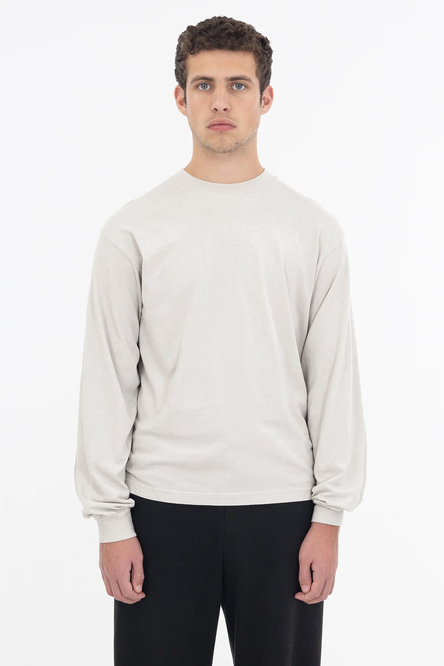 Heavyweight Garment Dye Long Sleeve Crewneck T-Shirt – 6.5oz Shrink Free Cotton