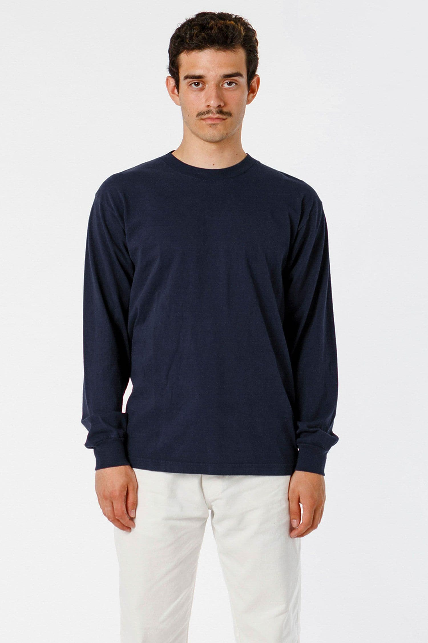 Heavyweight Garment Dye Long Sleeve Crewneck T-Shirt – 6.5oz Shrink Free Cotton